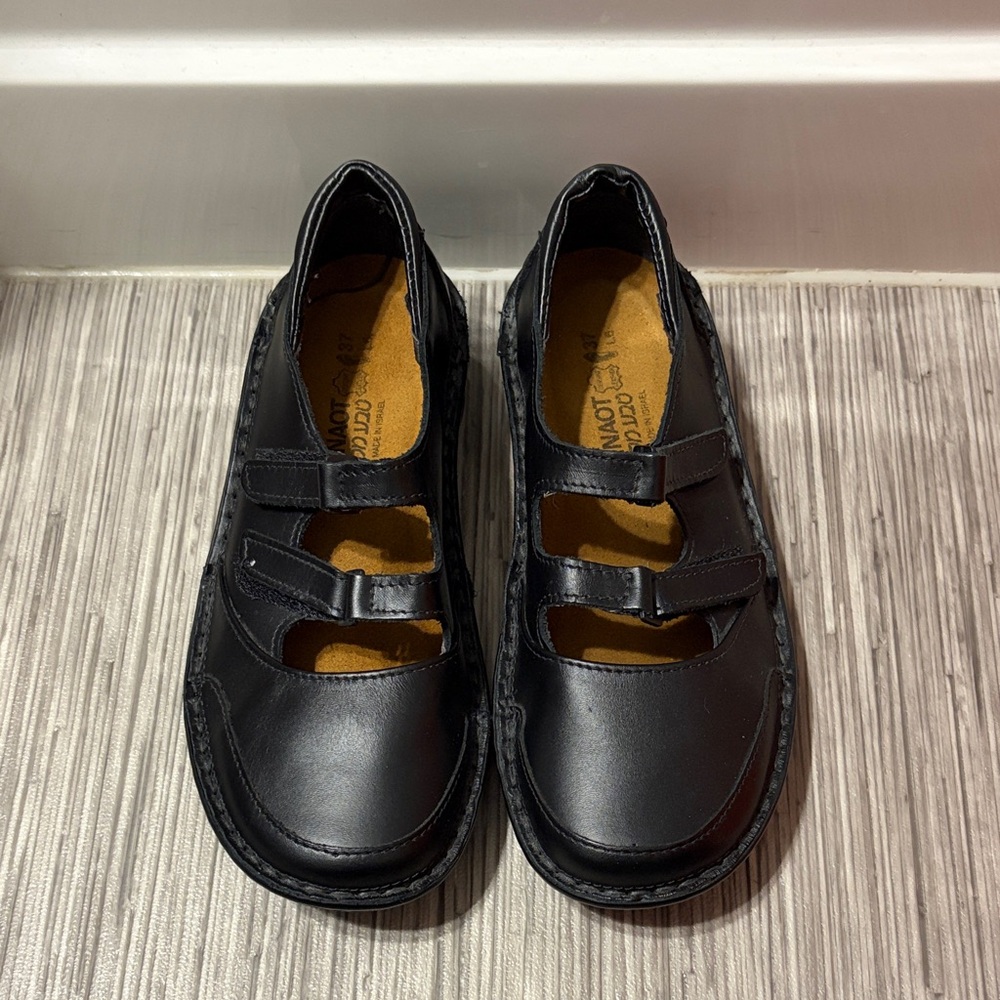 NAOT Womens Black Leather Mary Jane Shoes size 37